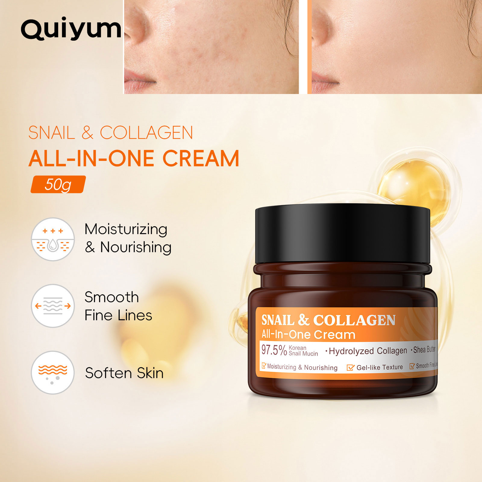 Snail Cream Gel - LAIKOU Snail Collagen Face Cream Gel