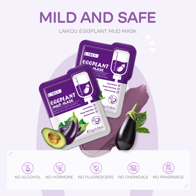 5pcs LAIKOU Eggplant Mud Mask  - Bentonite Clay Mask review and price